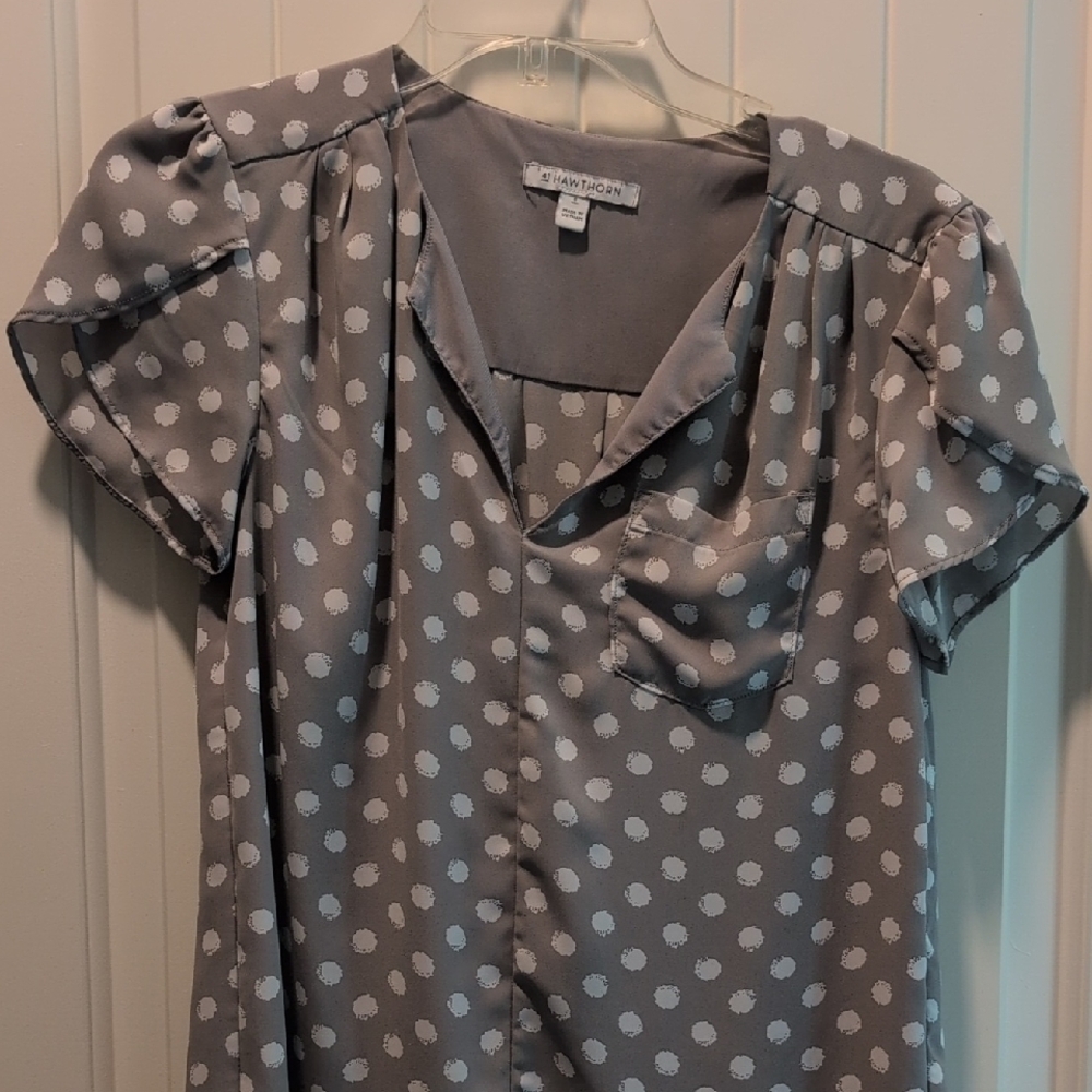 Gray Polka Dot Top by Max Studio
